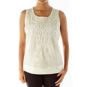Vintage Ann Taylor Cream Rope Detail Tank Sleeveless Size Small
